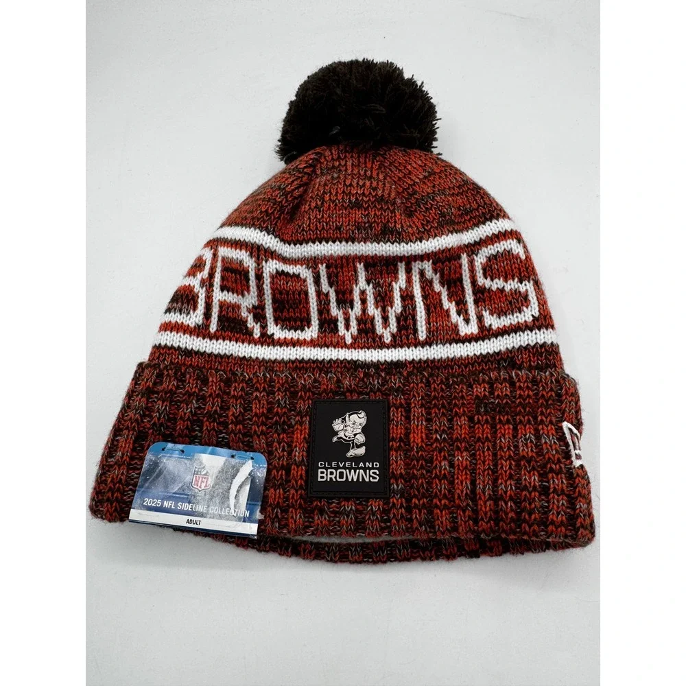 Cleveland Browns Sideline Collection Brown Knit Beanie New Era Men's OSFM New